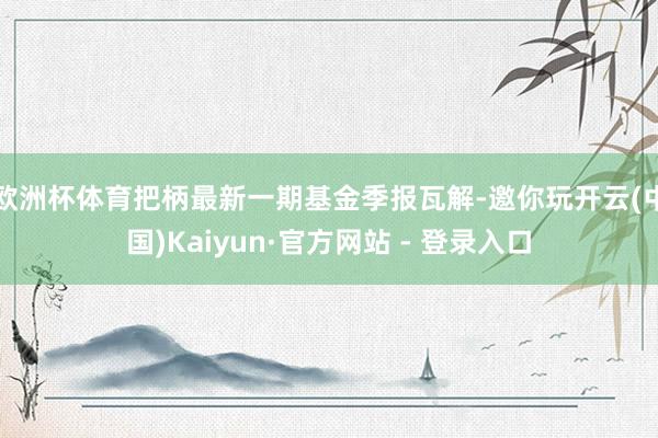 欧洲杯体育把柄最新一期基金季报瓦解-邀你玩开云(中国)Kaiyun·官方网站 - 登录入口